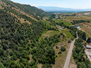 Aerial view featuring a mountain view