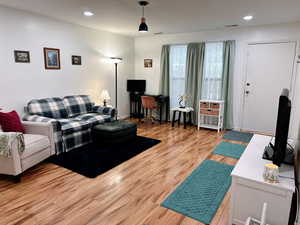 Living room featuring light hardwood / wood-style flooring