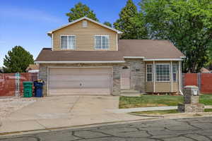 View of front of home featuring a garage