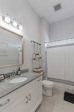 Bathroom with vanity and toilet