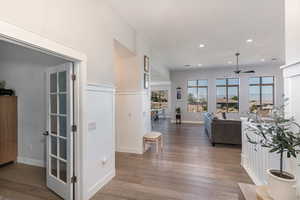 Hall featuring wood-type flooring