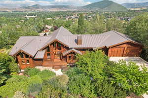 Drone / aerial view featuring a mountain view