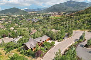 Bird's eye view with a mountain view