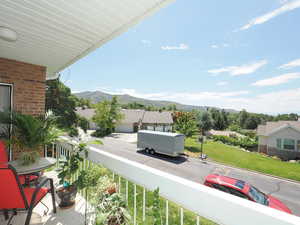 Balcony with a mountain view