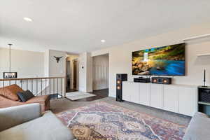 Living room featuring dark hardwood / wood-style floors