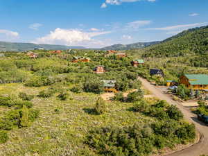 Bird's eye view featuring a mountain view