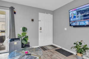 Entryway with hardwood / wood-style flooring