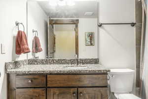 Bathroom with vanity and toilet