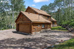 front cabin entrance and attached 2 car garage