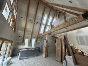 Interior space featuring a towering ceiling