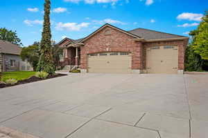 View of front of home featuring a garage