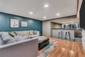 Downstairs family room with wet bar