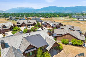 Bird's eye view with a mountain view