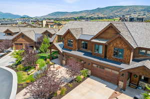 Aerial view featuring a mountain view