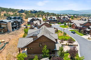 Aerial view featuring a mountain view