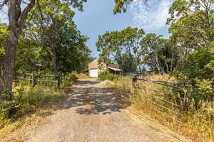 View of driveway to the barn