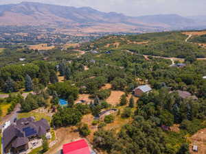 Drone / aerial view featuring a mountain view