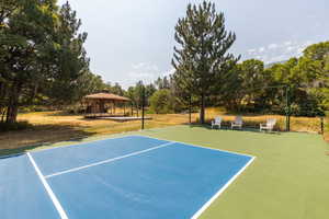 View of sport court featuring a gazebo