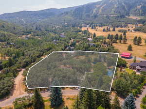 Aerial view featuring a mountain view