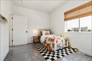 Bedroom with carpet flooring