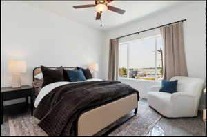 Bedroom featuring ceiling fan