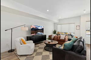 Living room featuring wood-type flooring