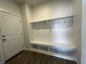 Mudroom featuring dark hardwood / wood-style flooring