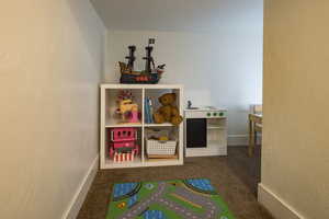 Playroom with carpet floors