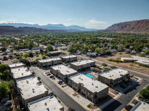 Drone / aerial view featuring a mountain view