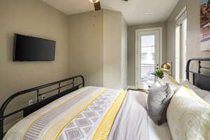 Bedroom featuring ceiling fan