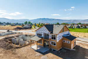 Aerial view with a mountain view