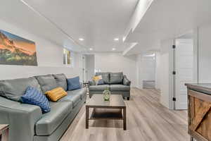 Living room featuring light wood-type flooring