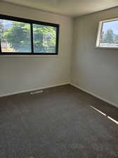 Unfurnished room featuring carpet