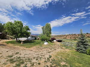 View of yard featuring an outdoor structure