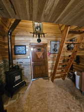 Interior of Cabin w/wood-burning stove