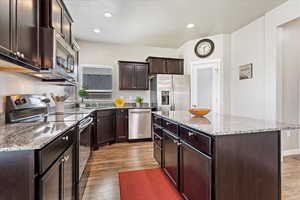 Granite countertops and stainless steel appliances