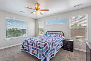 Large primary bedroom with plenty of natural light