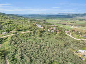 Birds eye view of property with a mountain view