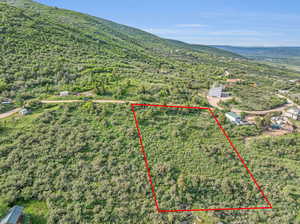 Aerial view featuring a mountain view