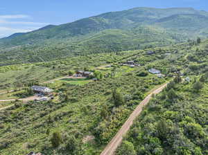 Aerial view with a mountain view