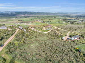 Bird's eye view with a mountain view