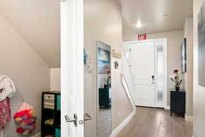 Foyer featuring light hardwood / wood-style flooring