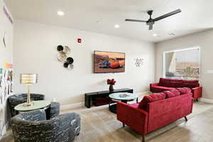 Living room with ceiling fan