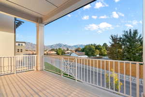 Balcony with a mountain view