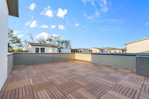 View of patio featuring central AC unit