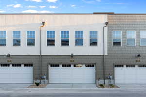 Exterior space with a garage