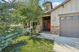 View of front of property with a garage