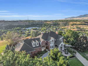 Aerial view featuring a mountain view