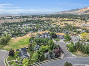 Drone / aerial view with a mountain view