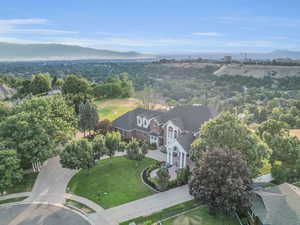 Aerial view featuring a mountain view